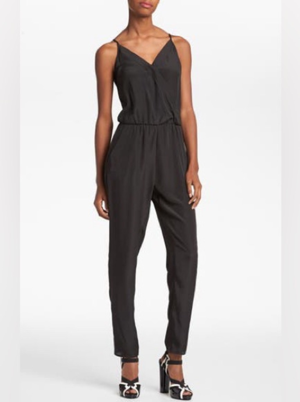 RBL Tatoo Sleeveless Faux Wrap Jumpsuit Black Size Large